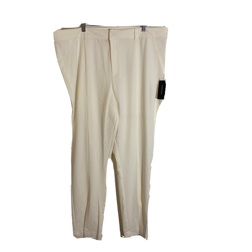 Danielle Bernstein Womens 20W White Slit Front Dress Pants NWT